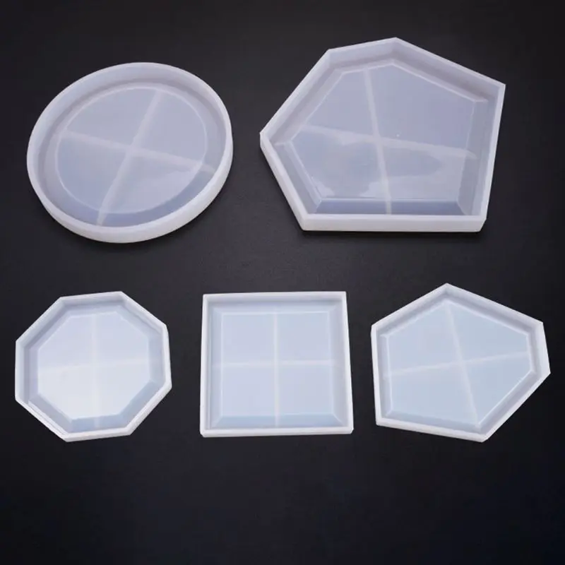 

5 Pcs Resin Crystal Epoxy Mold Coaster Casting Silicone Mould DIY Crafts Pendant Jewelry Making Tool