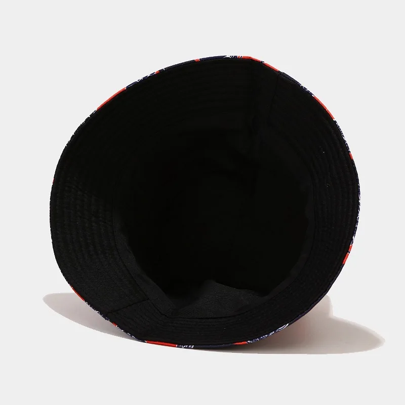 

2021 European Cartoon Print Sun Hat Cotton Reversible Fishing Hat Double-sided Wear Flat Cap Women Men Bucket Hat Sunscreen Cap