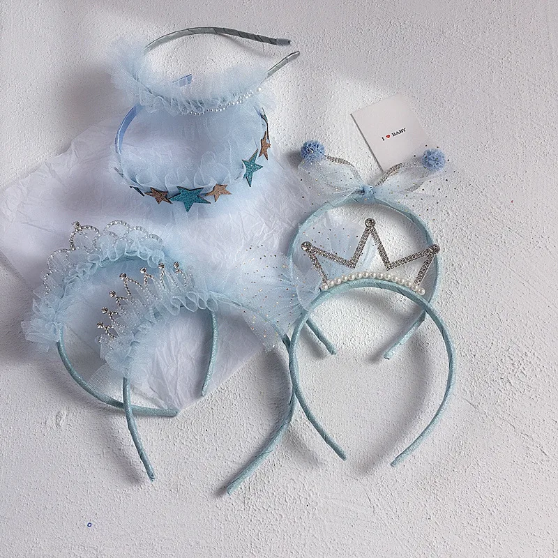 

Новинка 2020, стразы, Корона снежной принцессы, кружевные вечерние повязки для волос на день рождения для девочек, модные милые аксессуары для...