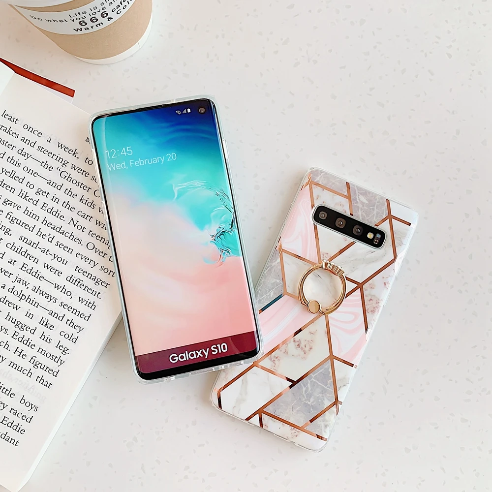 Мраморный комбинированный чехол для телефона samsung A50 A70 геометрический