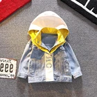 Куртка с капюшоном для маленьких девочек детская джинсовая куртка на рост от 80 до 140 см для малышей и детей постарше; Толстовка с капюшоном для маленьких мальчиков и девочек Джинсовая куртка для девочек; Пальто; Сезон весна-осень; Повседневный пиджак, уличная одежда детская джинсовая одежда