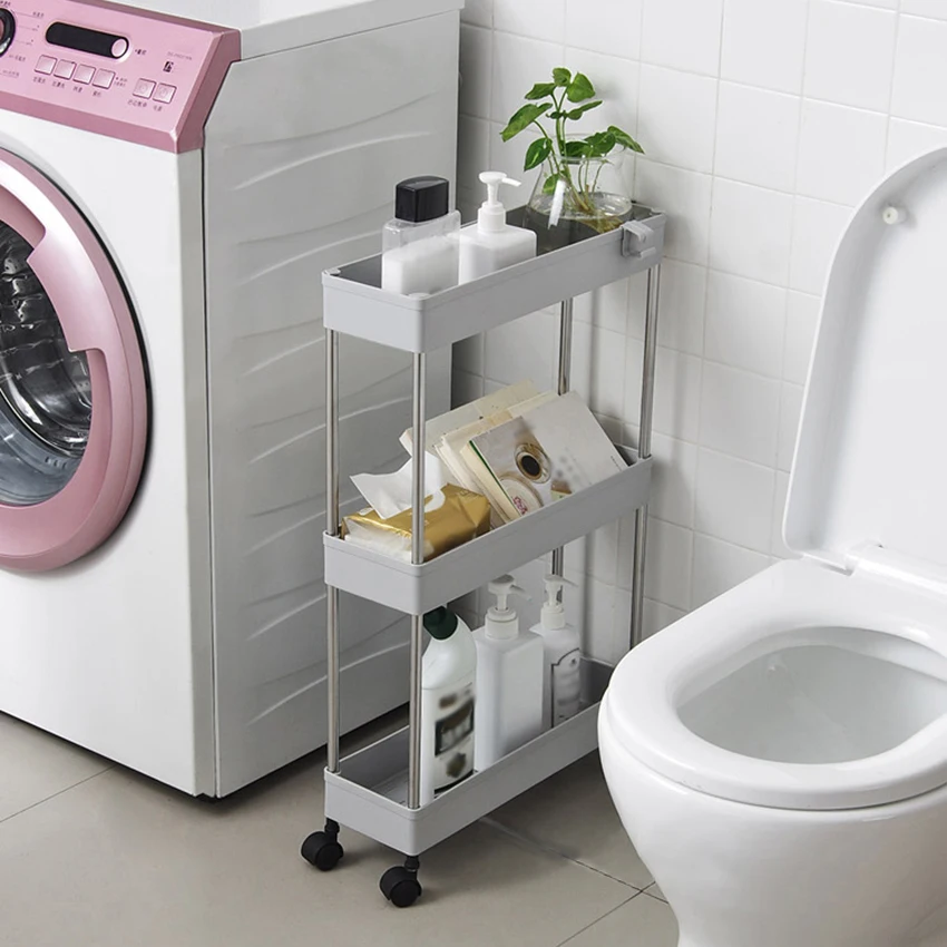 Двухуровневый кухонный стеллаж для хранения Стеллаж с колесами тонкая