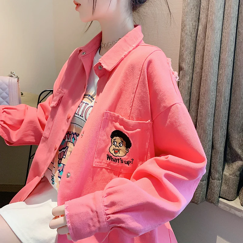 Импортная джинсовая куртка 2020 новые студенческие топы женская Свободная рубашка