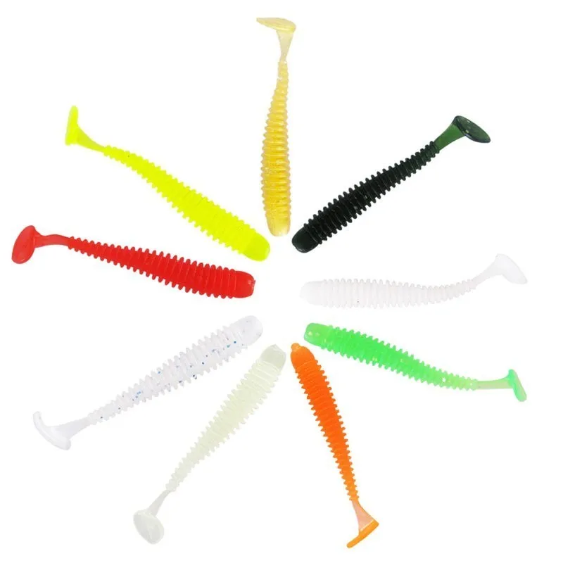 10 шт./лот Мягкая приманка червь рыбацкие воблеры с Т образным хвостом для рыбалки