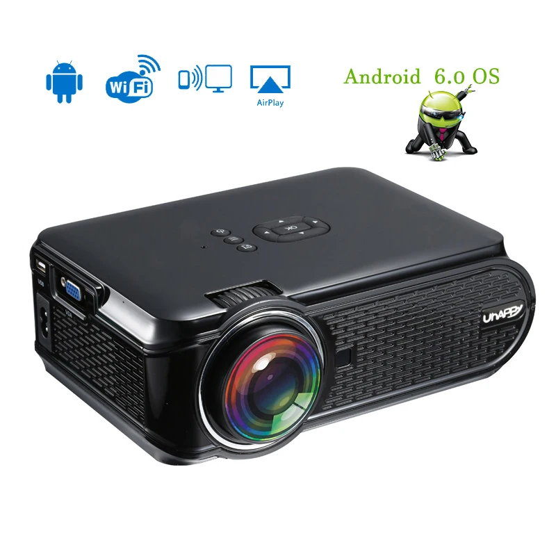 Светодиодный мини проектор 800x480P Android 6 0 Wi Fi Умный домашний кинотеатр HDMI USB аудио