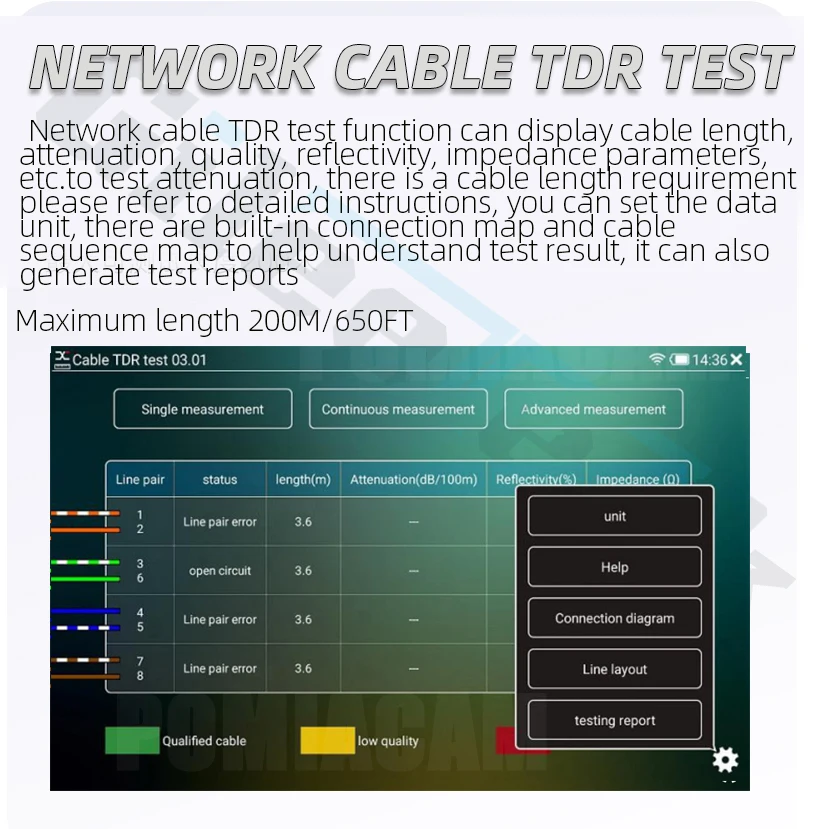 IPCX-ACT CCTV тестер H.265 4K 8MP IPC/ TVI /CVI /AHD /CVBS 7-дюймовый сенсорный экран универсальный