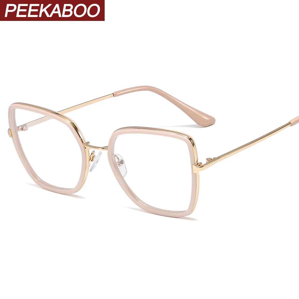 Peekaboo tr90 модные большие очки кошачий глаз Квадратные прозрачные линзы розовые