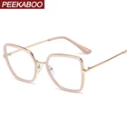 Peekaboo tr90 модные большие очки кошачий глаз, Квадратные прозрачные линзы, розовые женские очки по рецепту, металлические, золотые, подарок для дам