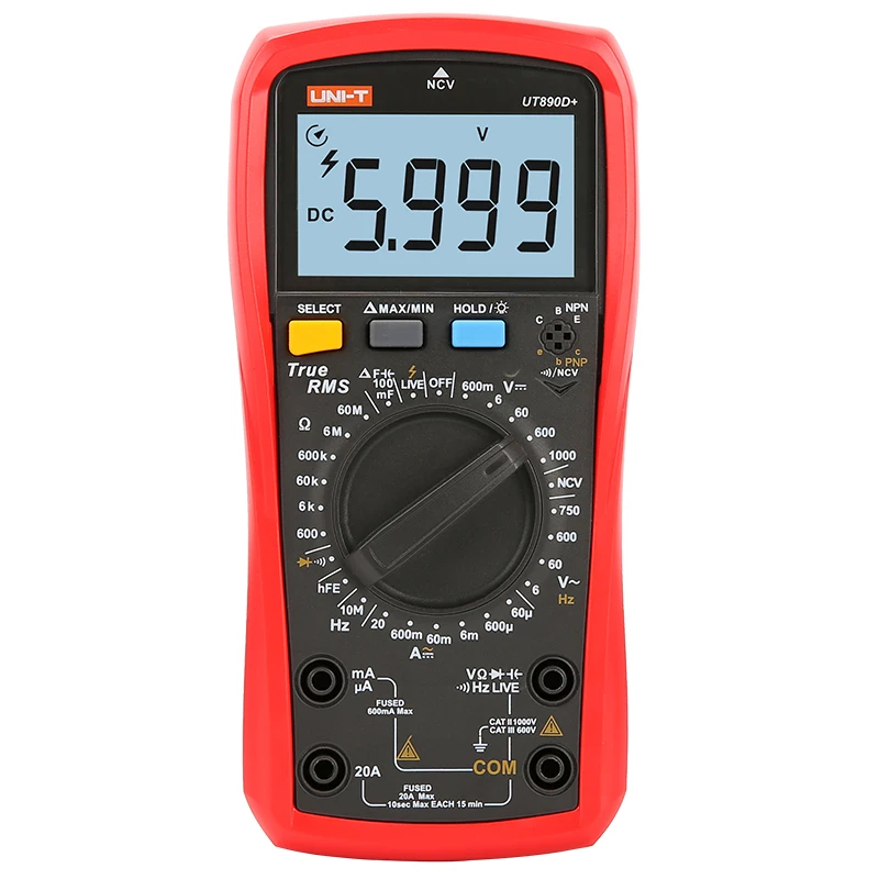 UNI T Цифровой мультиметр True RMS UT890C + UT890D ручной диапазон AC DC тестер частоты и