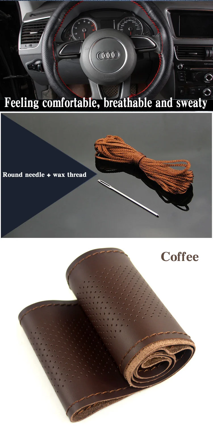 DIY Micro Fiber кожаный чехол для рулевого колеса автомобиля мягкое противоскользящее покрытие ручной работы автомобильный рукав рулевого колеса 38 см аксессуары для интерьера