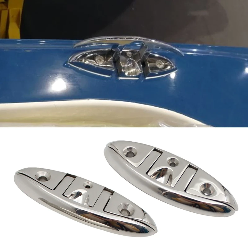 

1 Pc Stainless Steel 316 Flush Boat Cleats 5"/6" Mirror Polished Invisible Marine Cable Bolt Motor Ship Floating Dock Cleat
