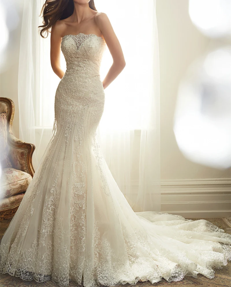 Роскошное Свадебное платье Русалочки Vestido de novia 2020 уникальное кружевное невесты с