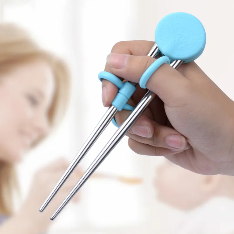 

Learning Training Chopsticks Stainless Steel Chop Sticks for Child Enlightenment Cute Pig