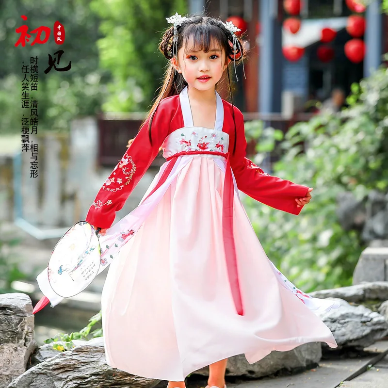 Hanfu/танцевальное платье принцессы в стиле ретро Детские платья для девочек с