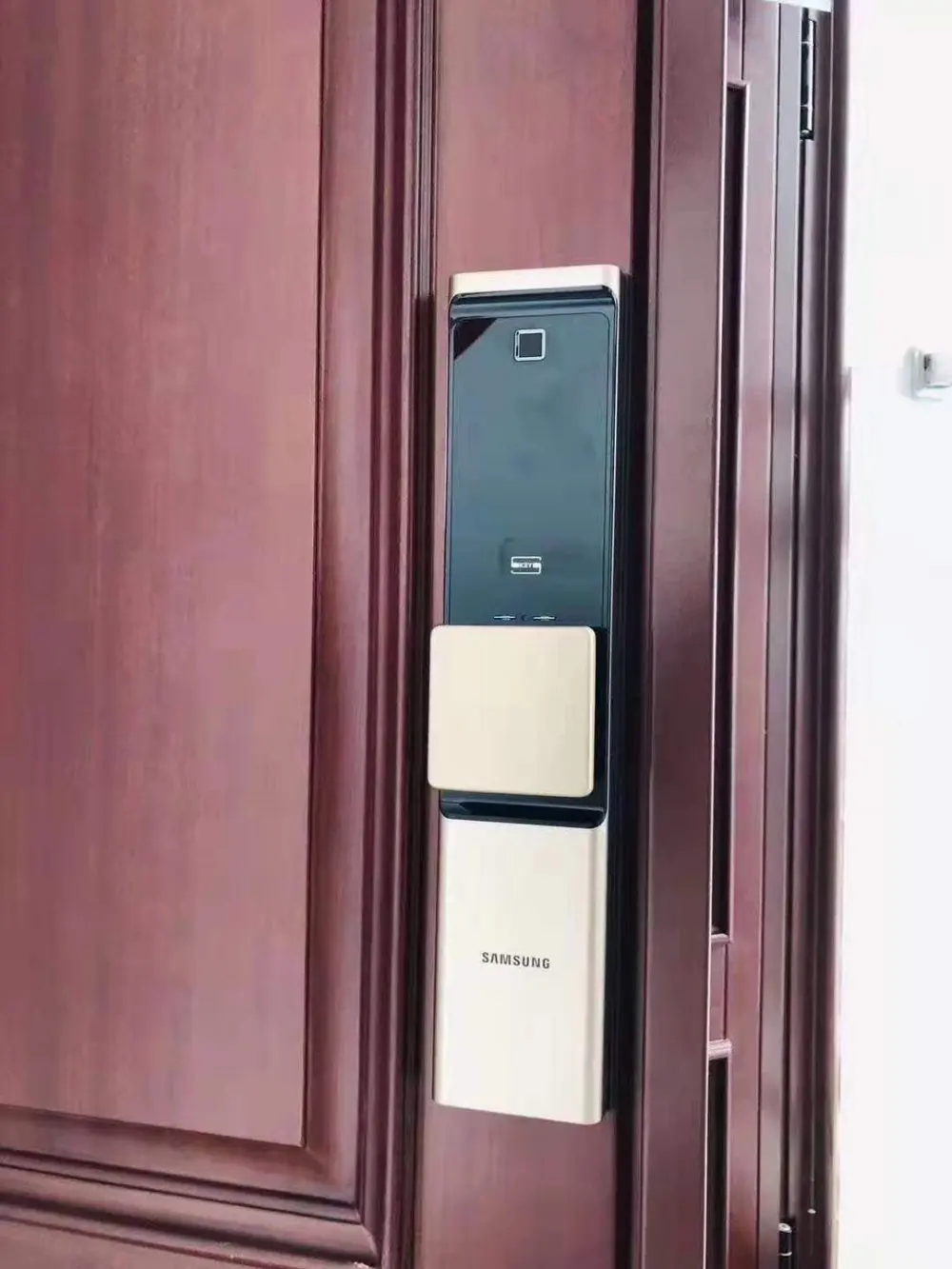 SAMSUNG отпечатков пальцев цифровой дверной замок с Wi-Fi IoT Keyless SHP-DR717/719 большой Moritse