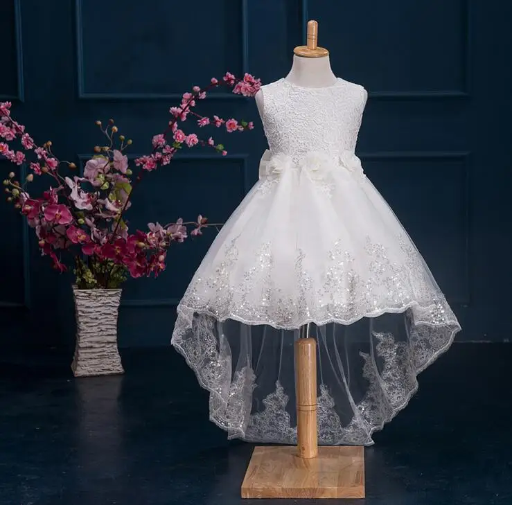 Детское платье с цветами для девочек белое крещения на свадьбу и Рождество