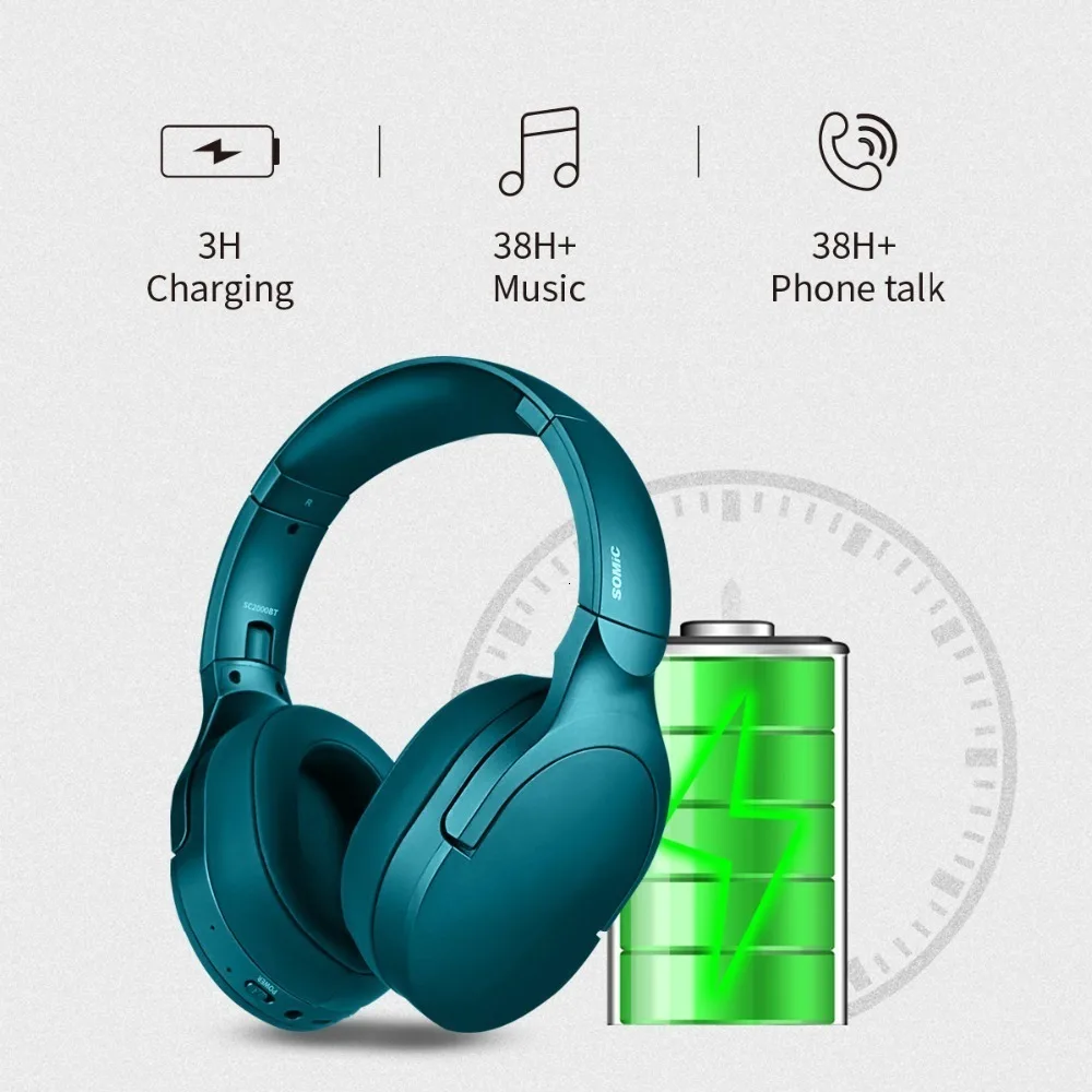 Somic SC2000BT высокое качество музыка стерео 5,0 Bluetooth беспроводной микрофон гарнитура+ проводной 3,5 мм аудио кабель Bluetooth гарнитура