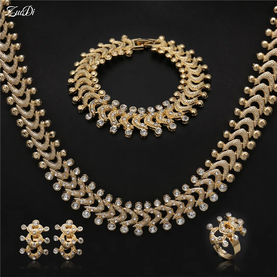 

ZuoDi Dubai Gold Color jewelry Set Brand nigerian Wedding Dubai Gold Color jewelry Set African Beads Jewelry Set Costume Design
