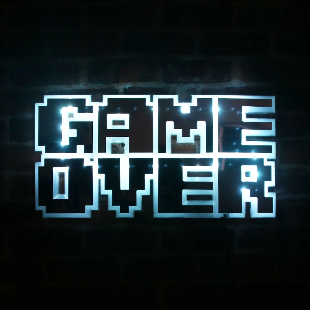 8-Bit Pixel Game Over LED Light Sign Wall Mirror Video Party Lighting Decorations Man Cave Bar Gaming Supplies | Дом и сад
