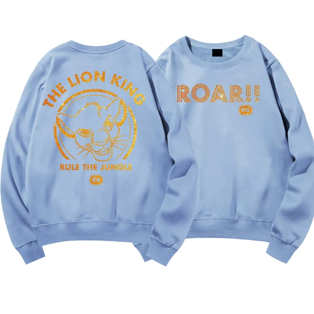 Женский свитер с круглым вырезом и буквенным принтом Король джунглей унисекс 5