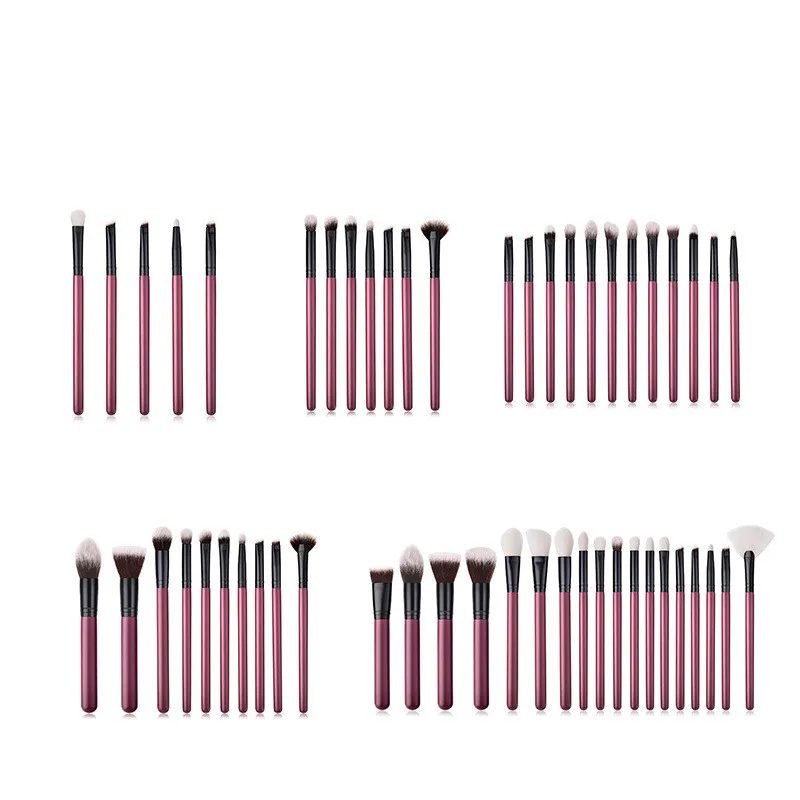 

Ultimate Exclusive Ladies 5 Makeup Brushes Beauty Tools Brush Wooden Handle Maroon Red Fan-shaped Cosmetics GUJHUI