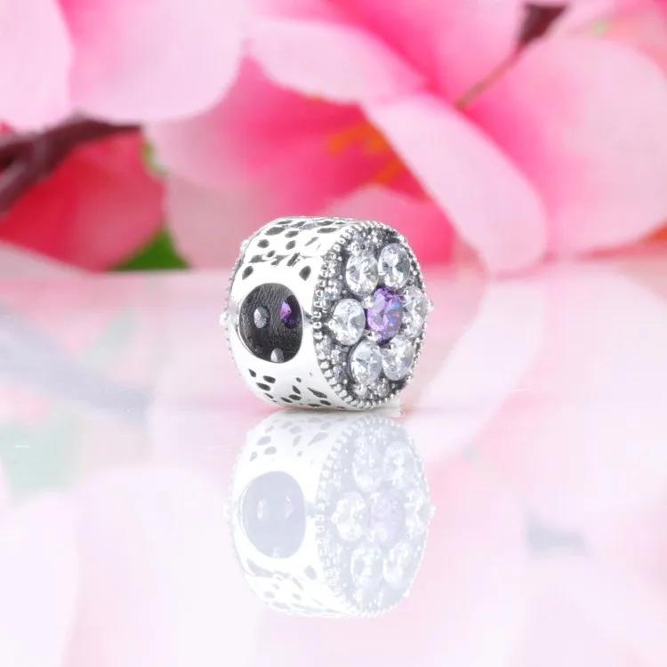 

Original 925 Sterling Silver Fashionable Cherry Blossom With Crystal Beads Fit Pandora Women Bracelet & Necklace Diy Jewelry