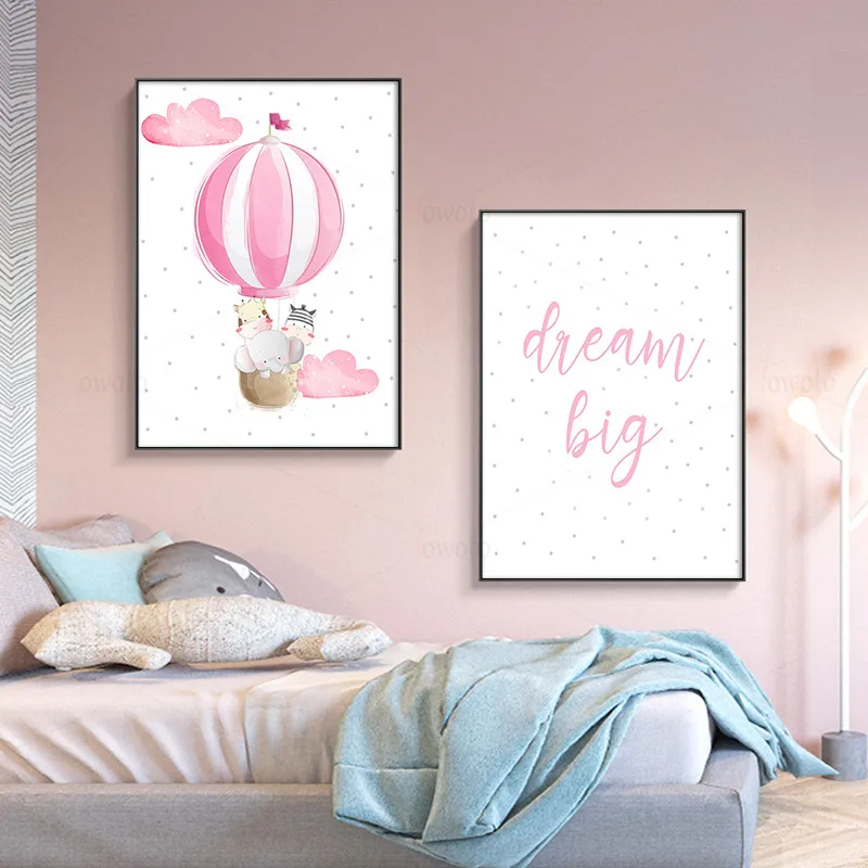 Настенная картина для детской комнаты розовый мультяшный постер с изображением