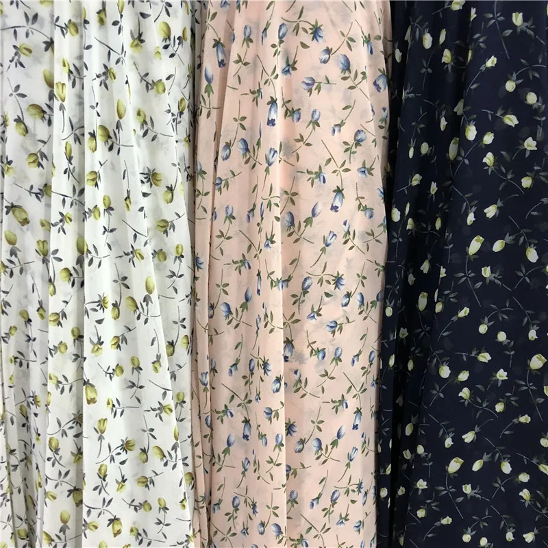 Новинка шифоновая рубашка с микро принтом маленькие цветочные бусины 150 см в