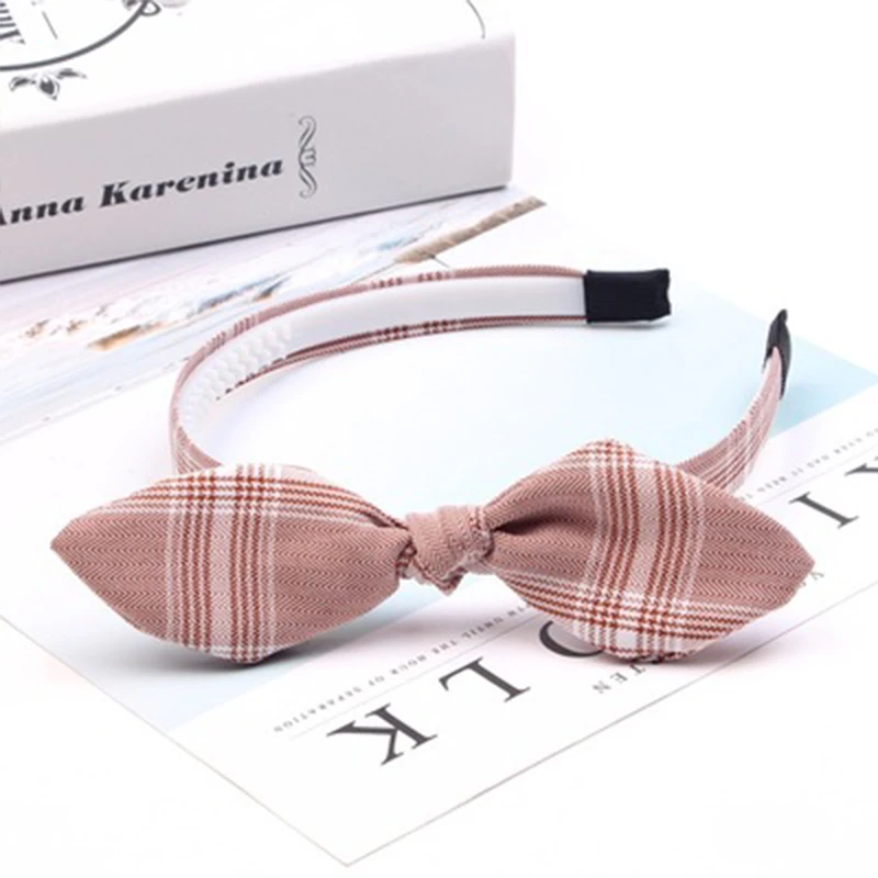 

Fashion Plaid Rabbit Ear Hairband For Girls Cloth Bow Baby Headband Handmade Elastic Hair Band Childern Kids Hair Accessories