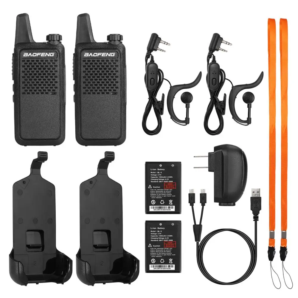 2 шт. портативная рация BAOFENG GT-22 UHF двусторонняя радиосвязь батарея 1500 мАч