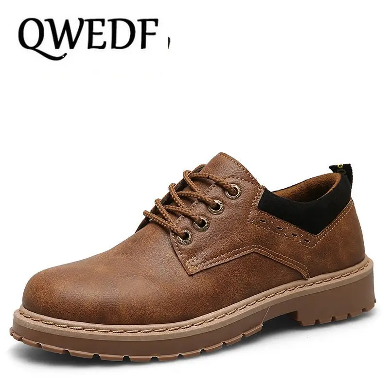 QWEDF/Новинка года; модные Молодежные удобные туфли-оксфорды; нескользящая резиновая подошва; мужская повседневная кожаная обувь для вождения; AA-022