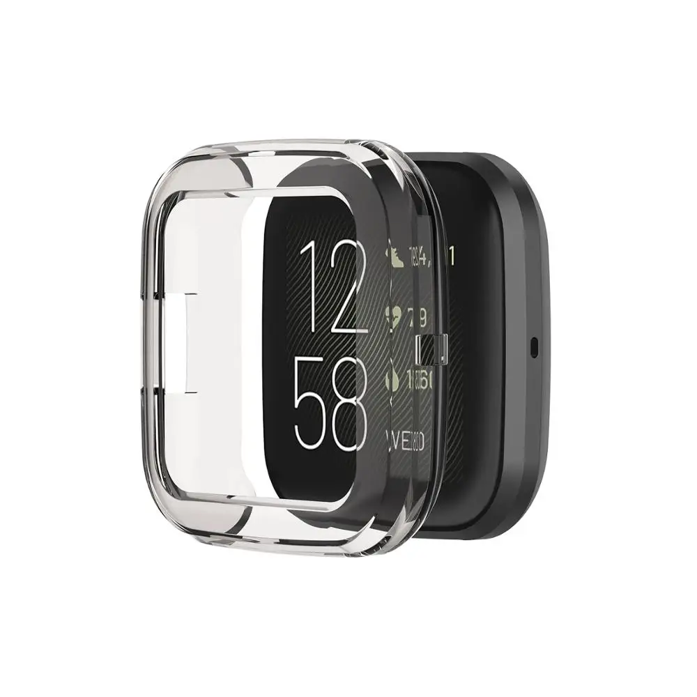 Gray 100 шт./лот прозрачный силикон чехол для Fitbit Versa 2 Смарт часы защитный чехол Сменные аксессуары ремешок для часов 6 цветов - Цвет: Gray