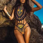 Сексуальный слитный купальник с Африканским принтом, женский купальник, монокини с высоким вырезом, стринги, Бразильский купальный костюм XXL размера плюс