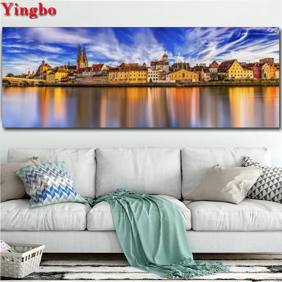 Большая Алмазная картина &quotсделай сам&quot для ночной сцены города панорамная