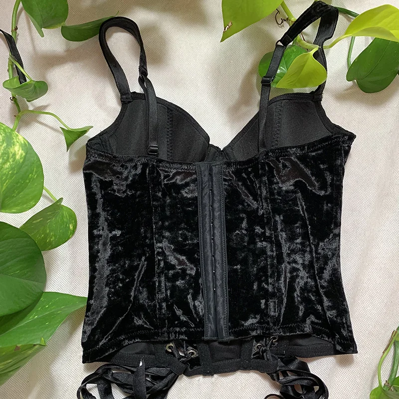 

2021 Summer Bandage Sleeveless V-Neck Sexy Women's Top Strapdress Criss Drawstring Black Backless Fashion Gothic Crop