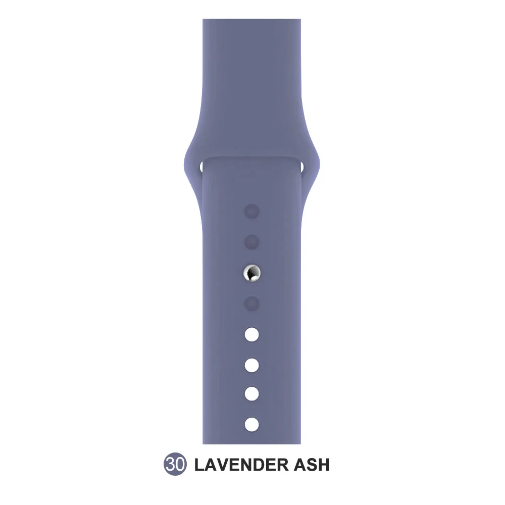 Lavender ash Мягкий силиконовый сменный спортивный ремешок для Apple Watch версии 4, 3, 2, 1, 42 мм, 38 мм, браслет на запястье, ремешок для iWatch 4, 40 мм, 44 мм, спортивный - Цвет ремешка: Lavender ash