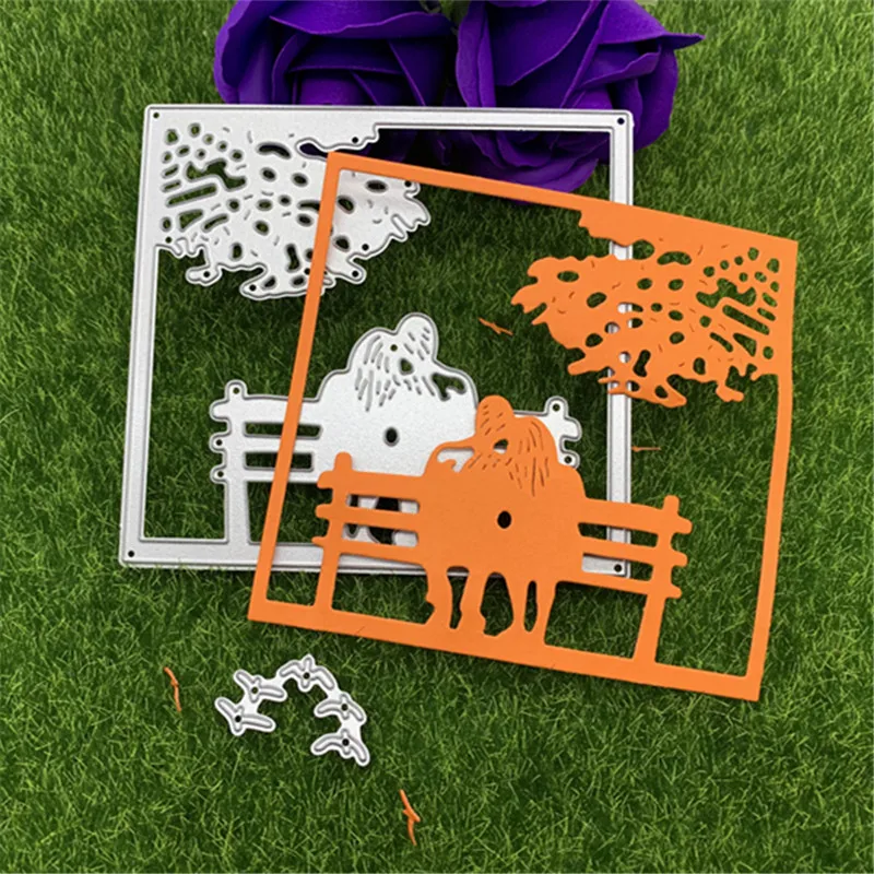 Пара птиц и больших деревьев в парке фотостул самодельный альбом с ручным