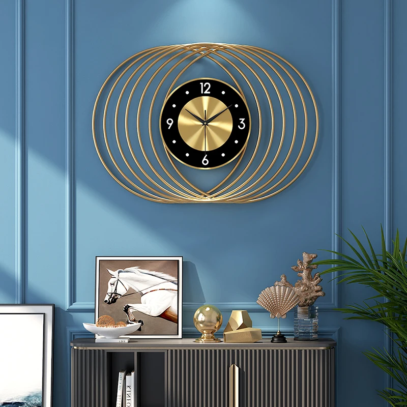 

Nordic Luxury Creative Wall Clock Bedroom Fashion Modern Design Wall Clock Metal Golden Quartz Reloj De Pared Wall Decor