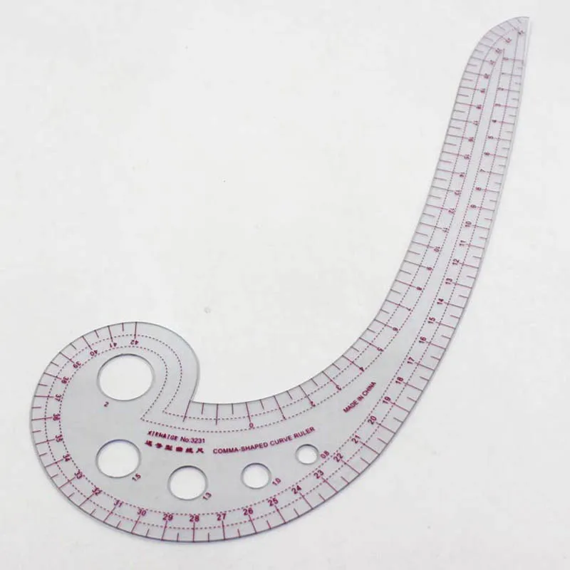 

1Pcs Multifunctional Sewing Tools Soft Plastic Comma Shaped Curve Ruler Styling Design Ruler French Curve Curve Ruler