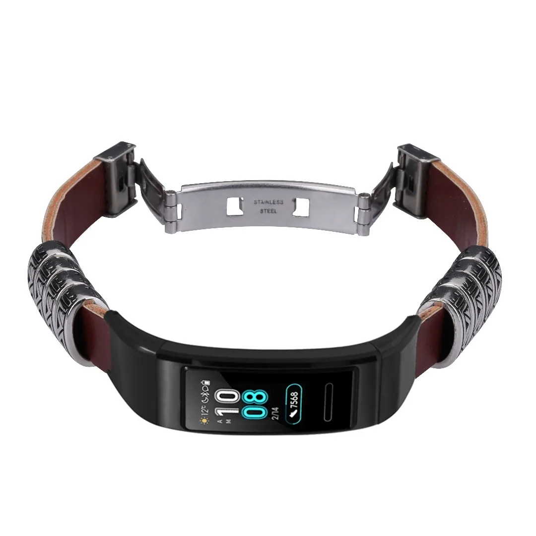 Ремешок мужской кожаный для Huawei Band 3/3 Pro сменный ремешок в стиле ретро рельефный