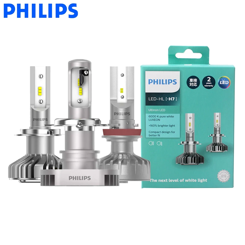 Philips LED H4 H7 H8 H11 H16 HB2 9003 Ultinon 6000K холодный синий белый свет + 160% ярче Автомобильная