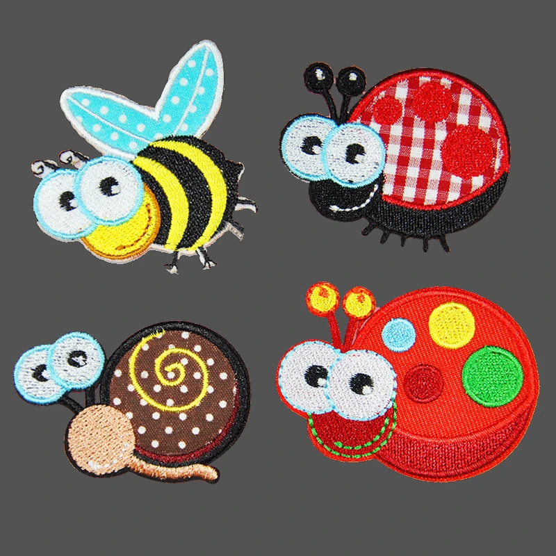 Вышивка насекомых из мультфильма аппликация Железо на пластырь для пчелы божья