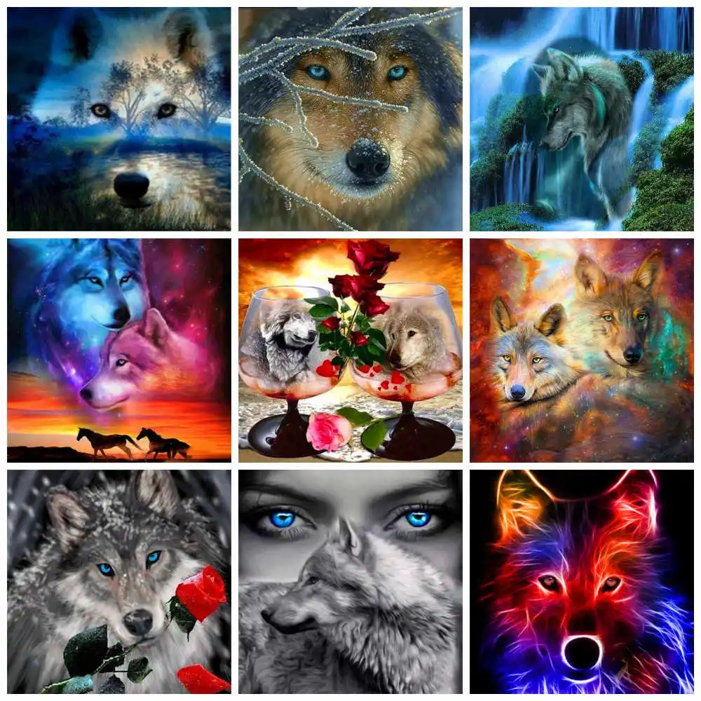 

HUACAN Diy Craft Diamond Painting Animal Diamond Embroidery Sale Wolf Pictures Of Rhinestones Full Mosaic Decortion