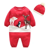 new spring and autumn baby boy clothes double layer knitted infants christmas rompers 0 12m