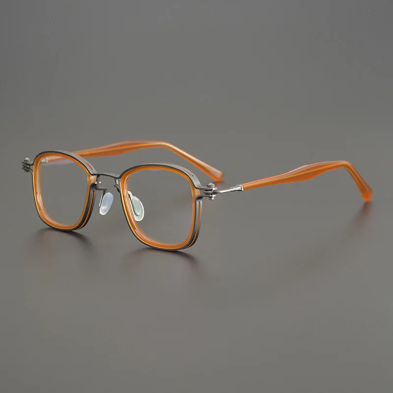 

Очки для коррекции зрения унисекс, винтажная квадратная оправа из титанового ацетата, для мужчин и женщин, по рецепту, при близорукости