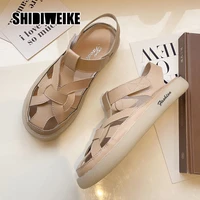 2021 summer women gladiator sandals ladies hollow casual comfortable soft leather skin leather flat beach sandals vb231
