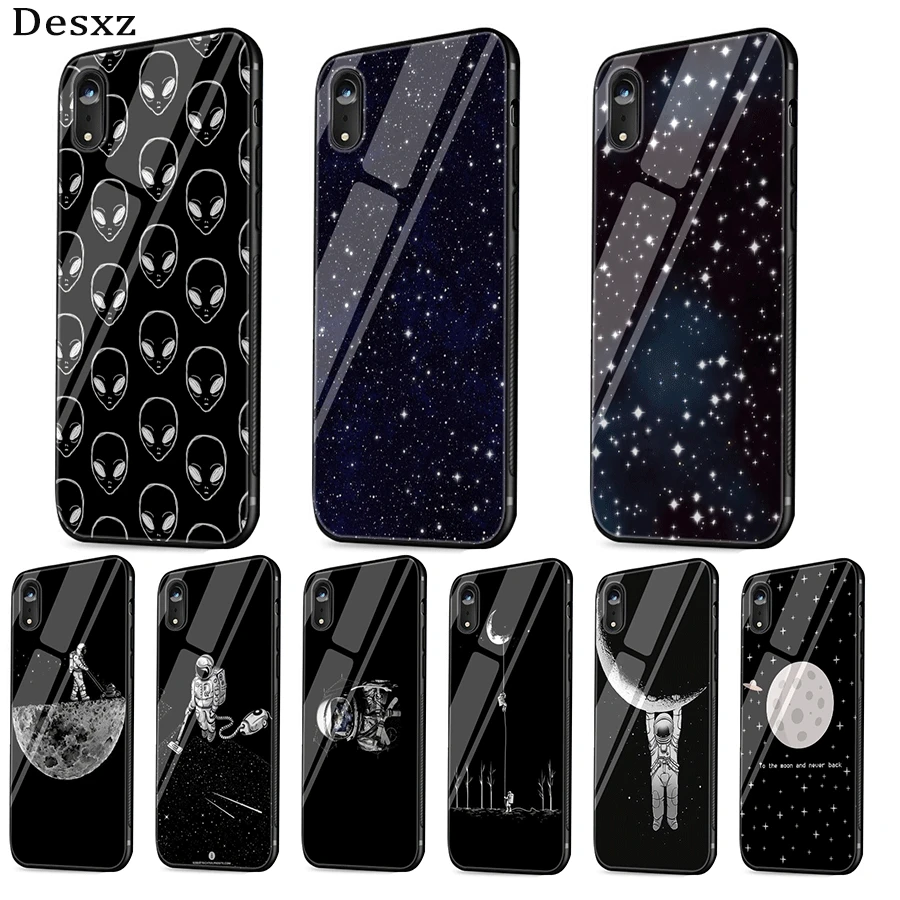 Стеклянный чехол для iPhone 5 5S SE 6 6S 7 8 Plus X XS Max 11 Pro милый телефона луна звезды космос