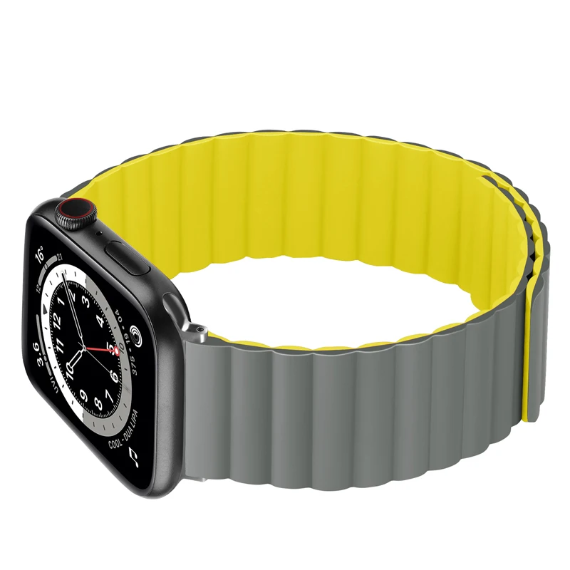 NEW Silicone Strap For Apple Watch band 41mm 45mm 44mm 40mm 38mm 42mm Correas Magnetic Loop Link bracelet Iwatch Seires 7 5 4 6