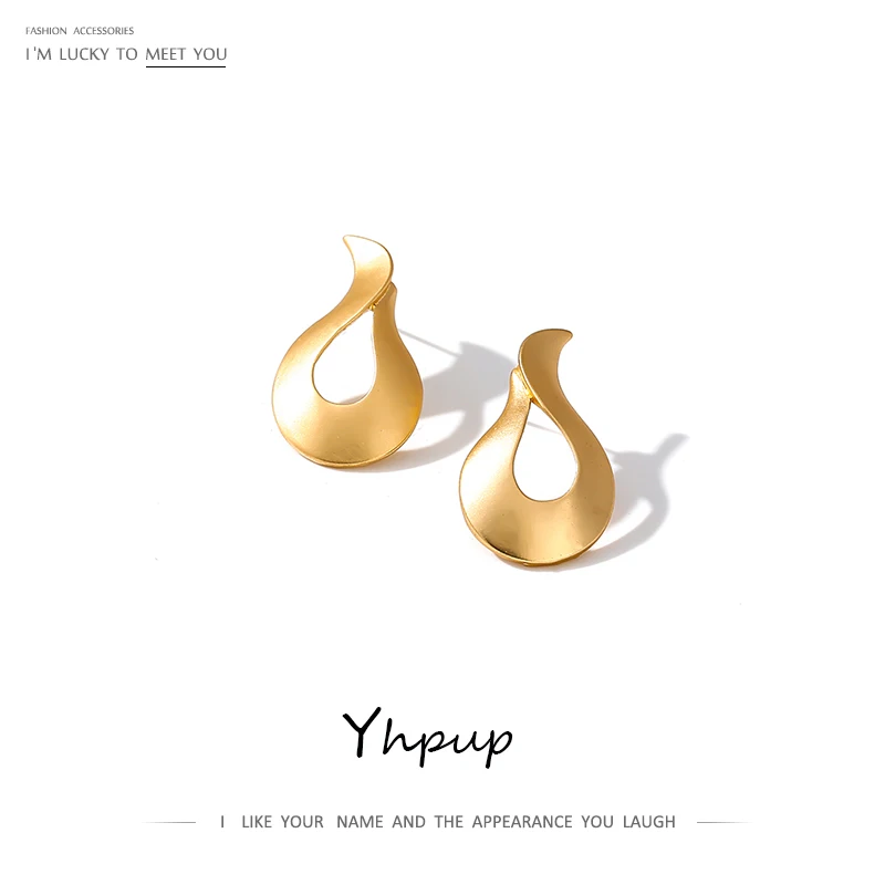 Yhpup новые корейские минималистичные полые геометрические металлические серьги