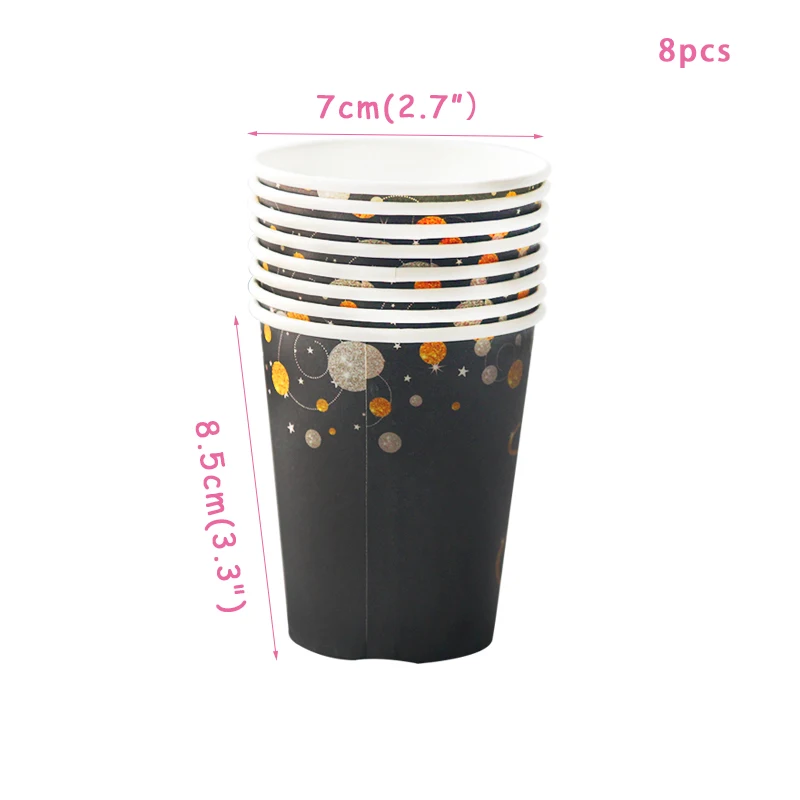 8pcs cups День рождения украшения для взрослых 5 шт. 30/40/50th с днем рождения конфетти воздушные шары из розового золота Ленточки принадлежности для юбилейной вечеринки - Цвет: 8pcs cups